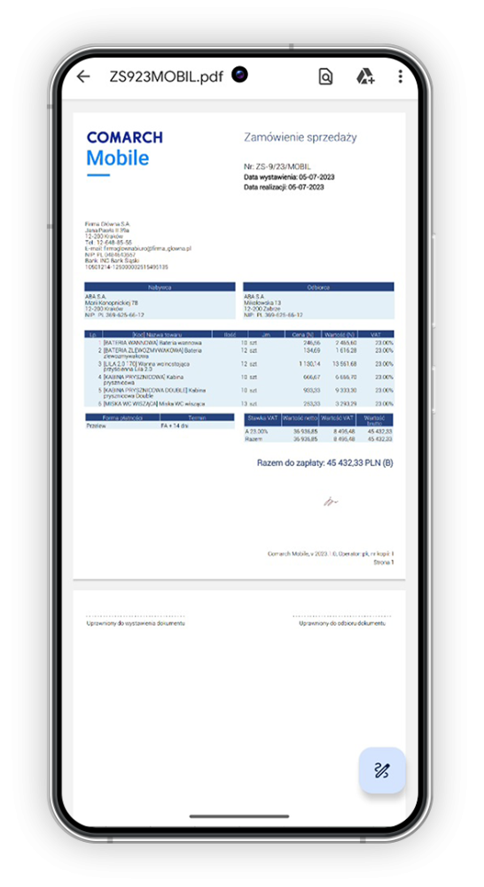 comarch erp mobile sprzedaż