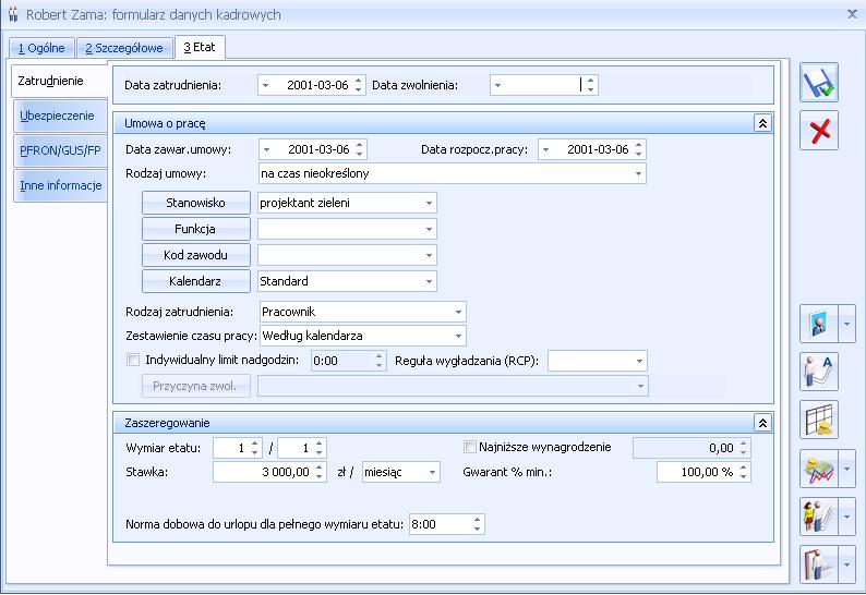 Formularz danych kadrowych
