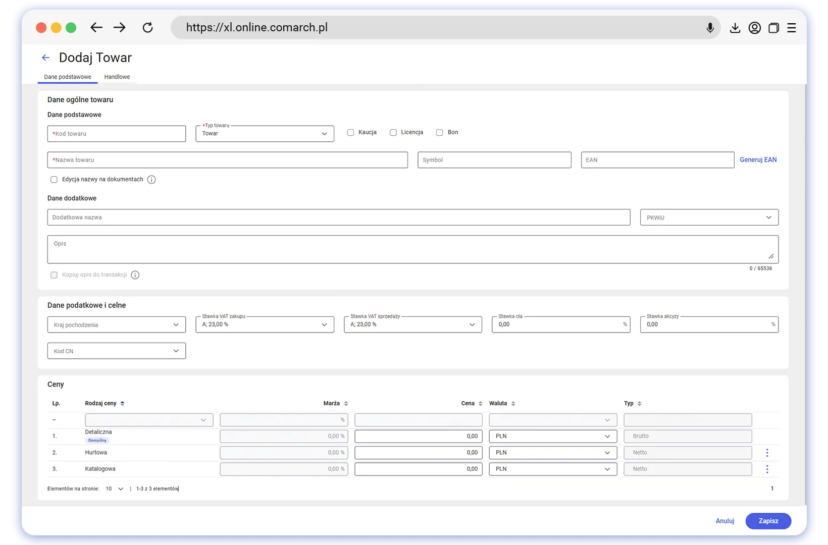 Kartoteki (Towary i Kontrahenci)