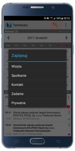 przedstawiciel handlowy aplikacja zakupowa - działania crm