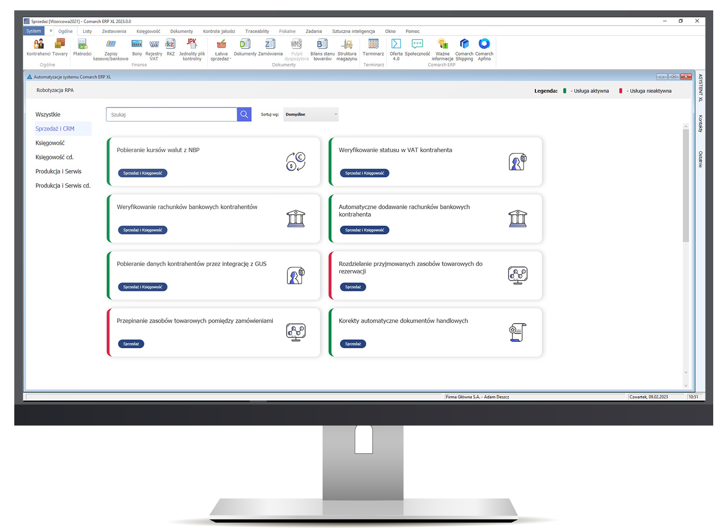 Comarch ERP XL zrzut ekranu