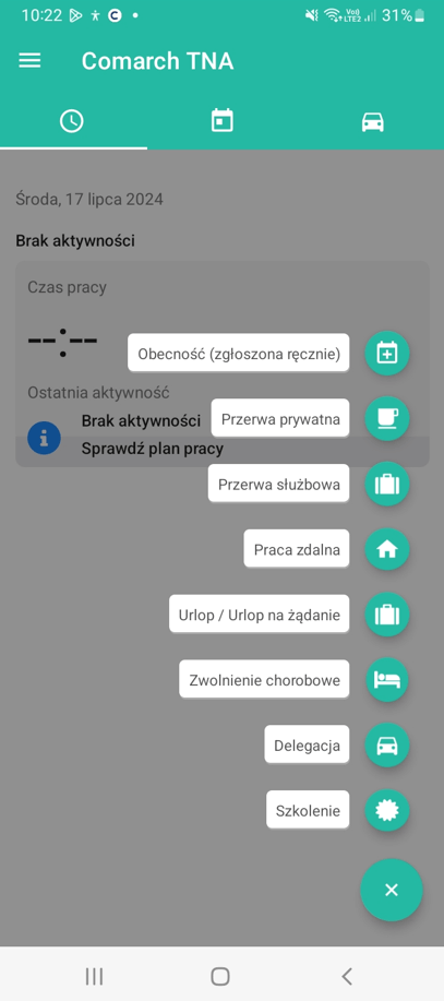 Proces zgłaszania pracy zdalnej w aplikacji mobilnej 