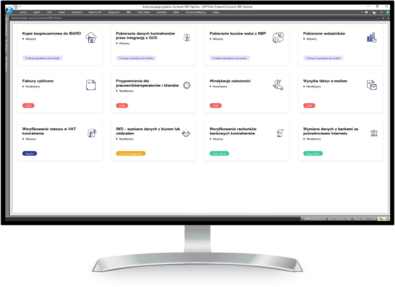 Screen Comarch ERP Optima