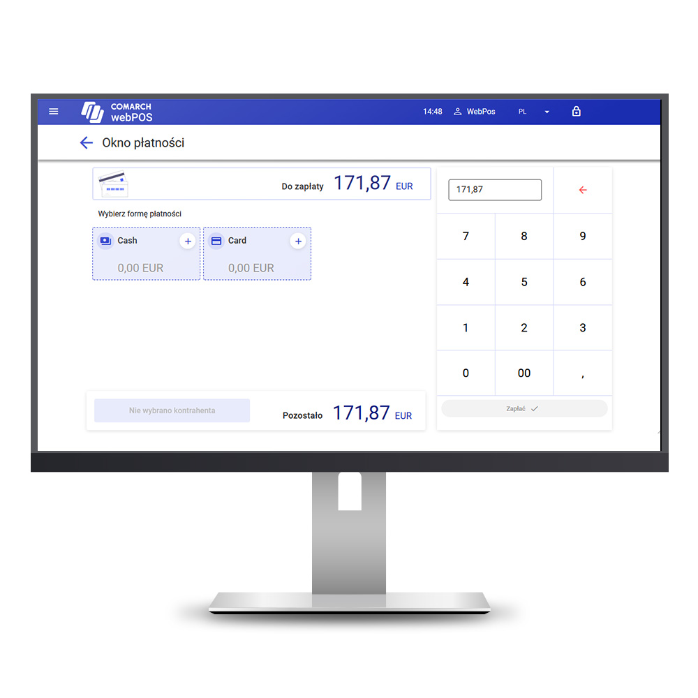 system pos - oprogramowanie w interfejsie webowym online