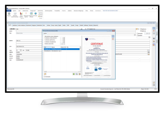 Ewidencja danych ESG, na karcie kontrahenta, w systemie Comarch ERP XL