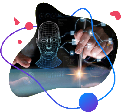 Cyfrowy model głowy połączony z&nbsp;siecią ikon i&nbsp;dłoń używająca rysika do&nbsp;nawigacji.