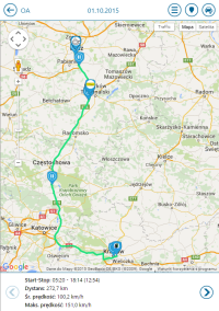 planowanie tras przedstawicieli handlowych - interfejs programu