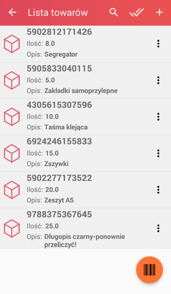 aplikacja do inwentaryzacji, inwentaryzacja comarch ERP - interfejs programu