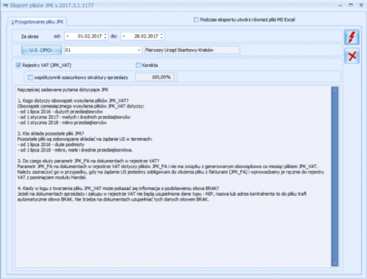 Generowanie JPK w Comarch ERP Optima