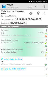 przedstawiciel handlowy aplikacja zakupowa - interfejs programu mobile