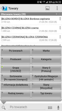 przedstawiciel handlowy aplikacja zakupowa - interfejs programu mobile