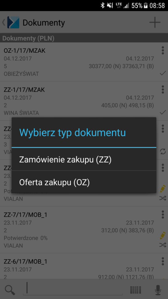 przedstawiciel handlowy aplikacja zakupowa - interfejs programu mobile