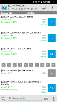 przedstawiciel handlowy aplikacja zakupowa - interfejs programu mobile