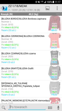 przedstawiciel handlowy aplikacja zakupowa - interfejs programu mobile