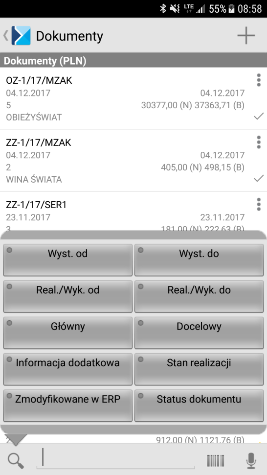 przedstawiciel handlowy aplikacja zakupowa - interfejs programu mobile