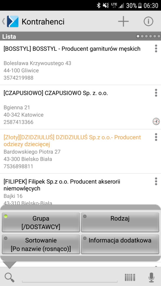 przedstawiciel handlowy aplikacja zakupowa - interfejs programu mobile