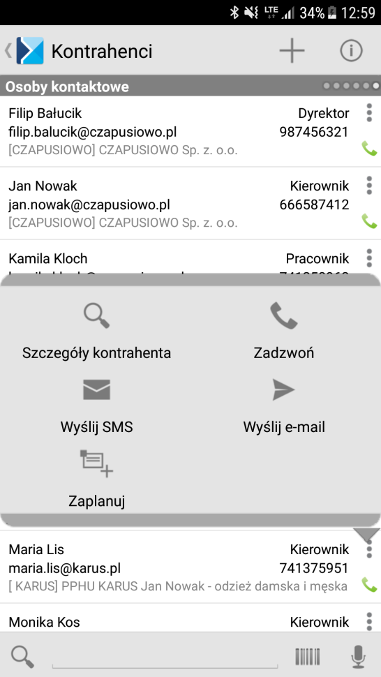 przedstawiciel handlowy aplikacja zakupowa - interfejs programu mobile