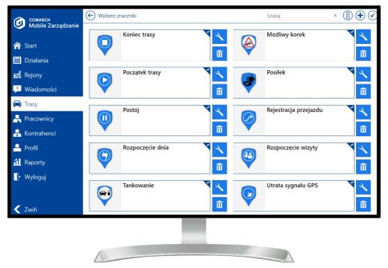planowanie tras przedstawicieli handlowych - interfejs programu