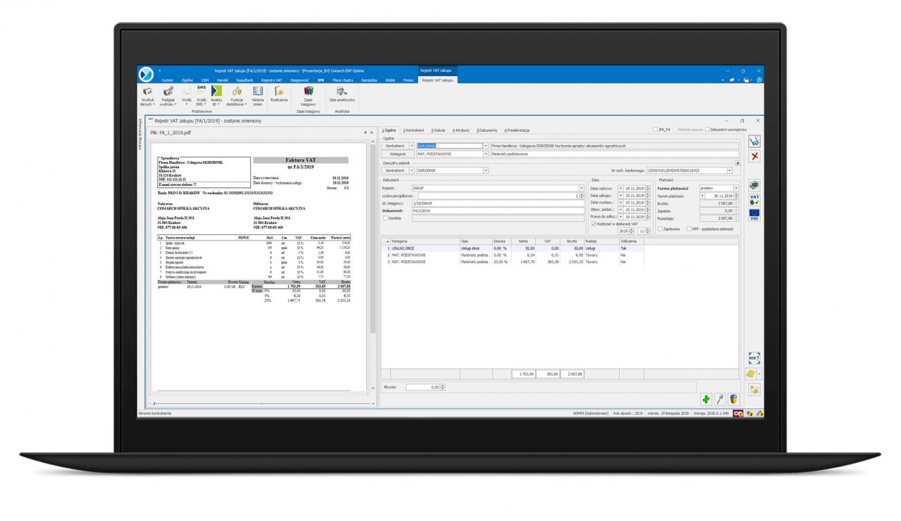 OCR do faktur zintegrowane z systeme Comarch ERP Optima, XL i XT