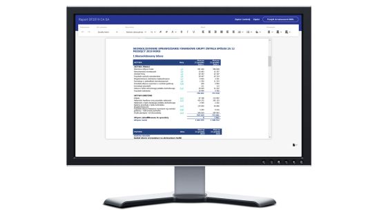 Lista sprawozdań ESEF stworzonych w aplikacji