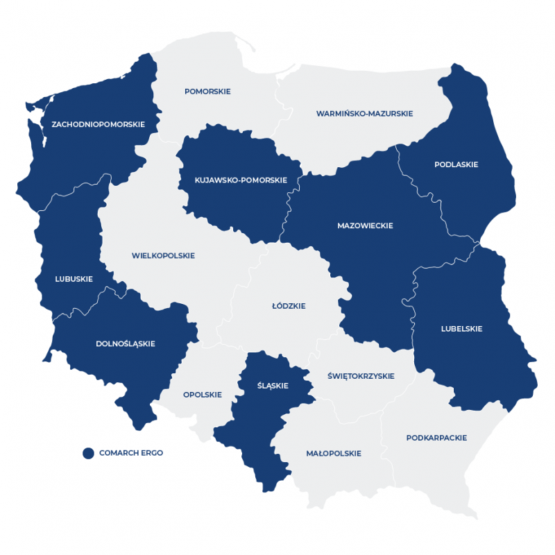 Mapa wdrożeń Comarch ERGO