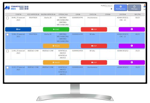 system MES - Lista zadań produkcyjnych