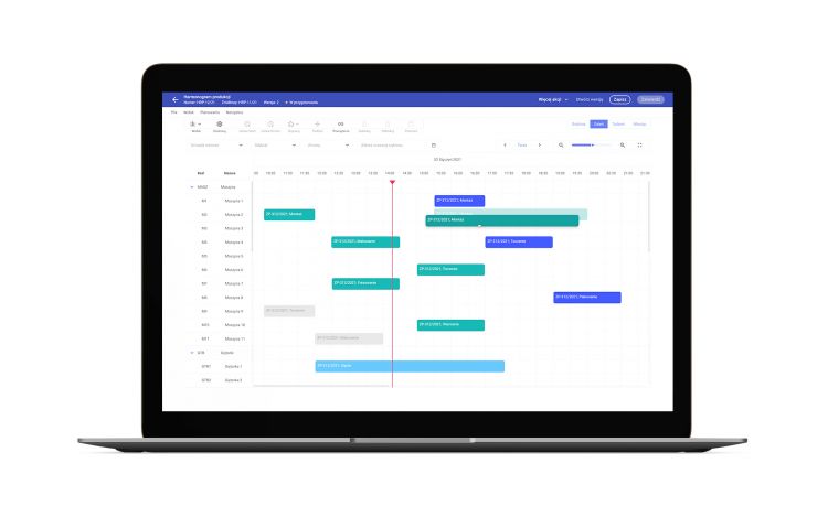 Planowanie produkcji - screen widok systemu Comarch APS